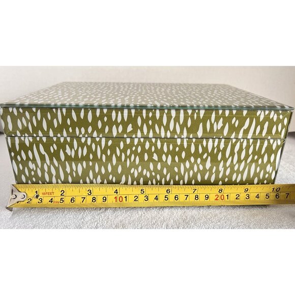 High Gloss Lucite Acrylic Green White Accessory Box Watercolor Spotted 9.75"L - Picture 11 of 16